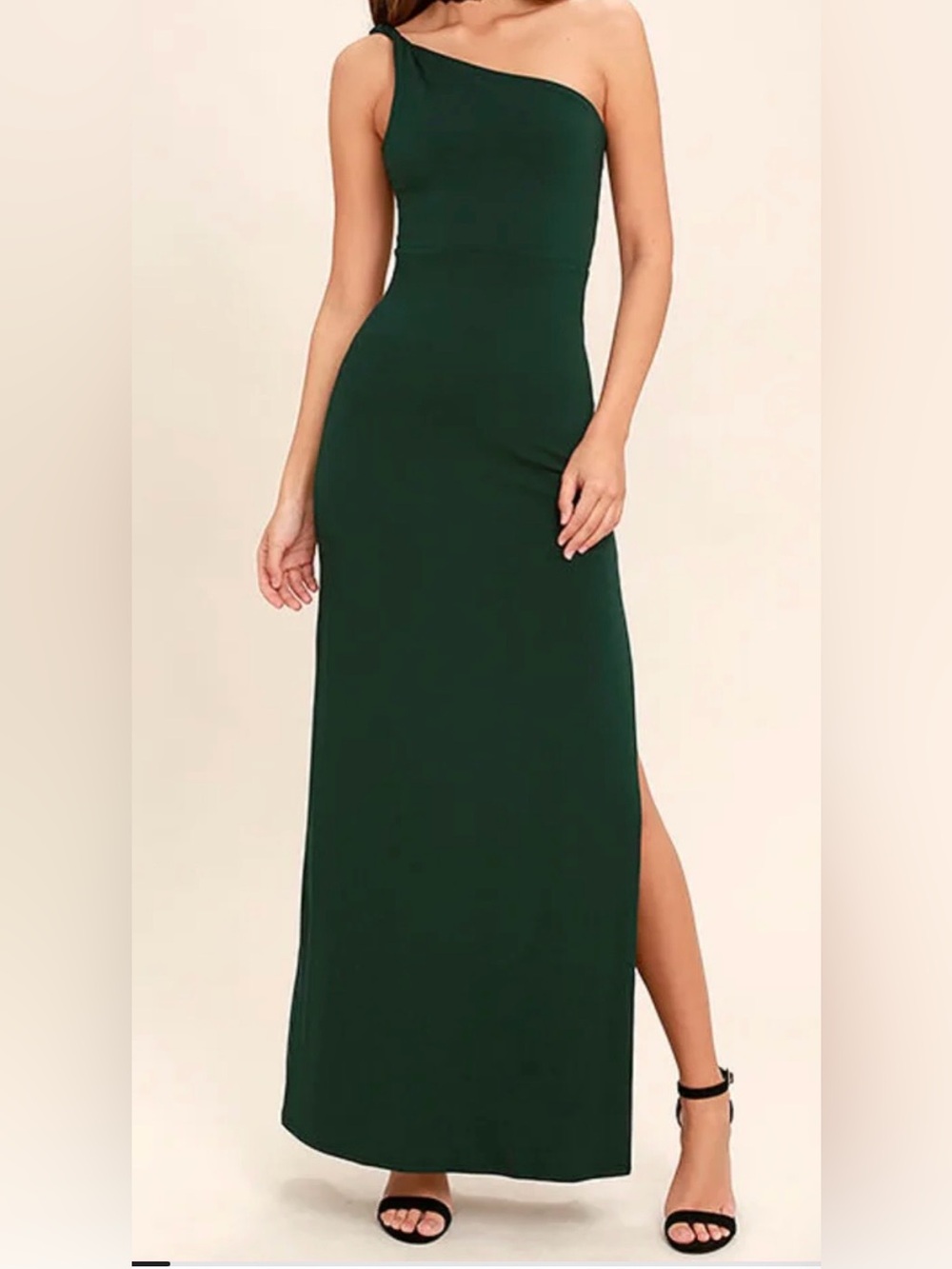 Lulu's Dark Green/Teal One-Shoulder Maxi Dress